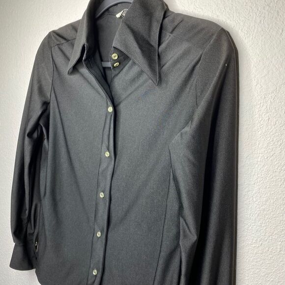 Vintage Polyester Blouse Black - Picture 2 of 6